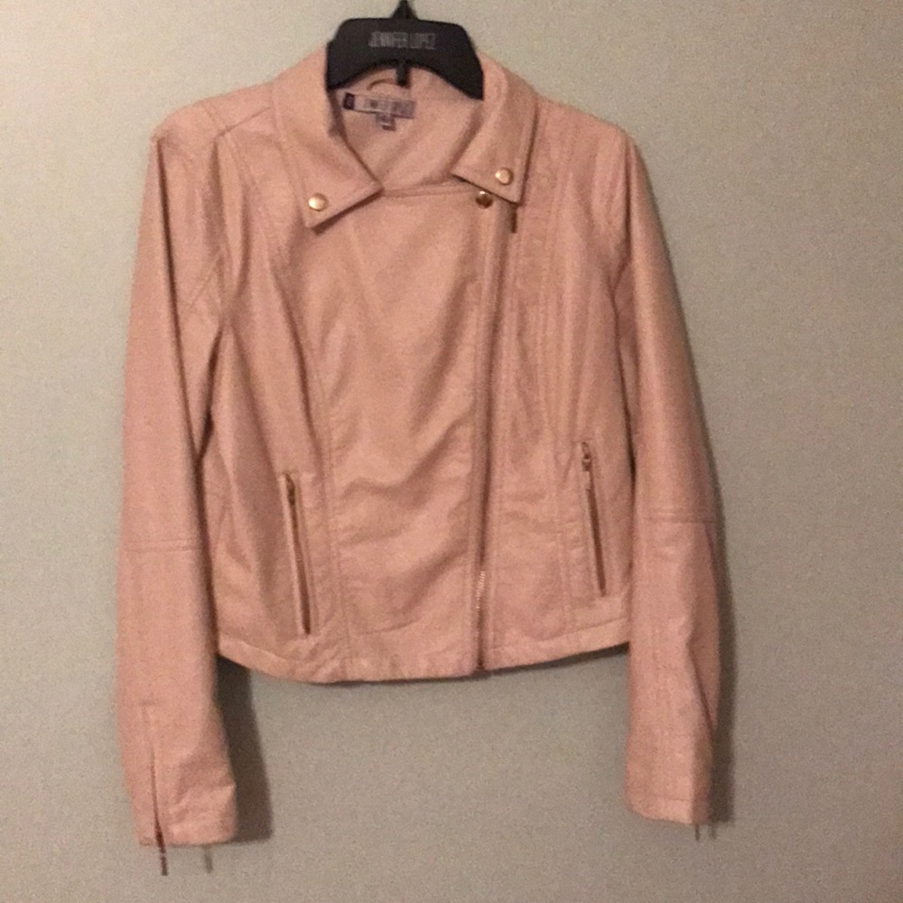 Jennifer Lopez imitation leather light tan Jacket